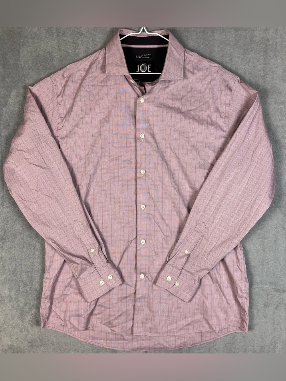 Joseph Abboud‎ Shirt Men 17 34/35 Stretch Slim Fit brrr Triple Chill Pink Plaid